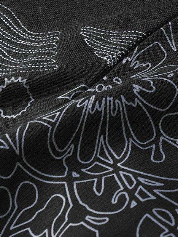 Printed Crew Neck Long-sleeve Top