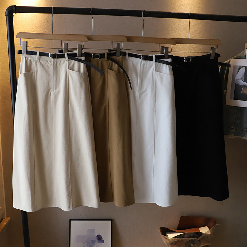 Solid Color A-Line Half-Body Skirt