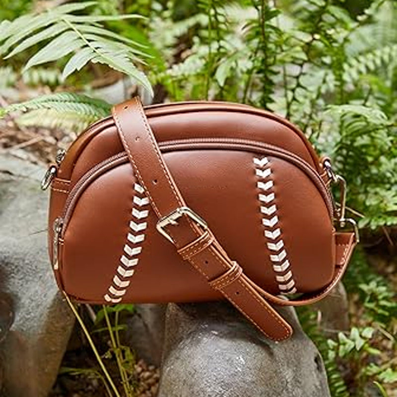 Baseball shaped shoulder bag