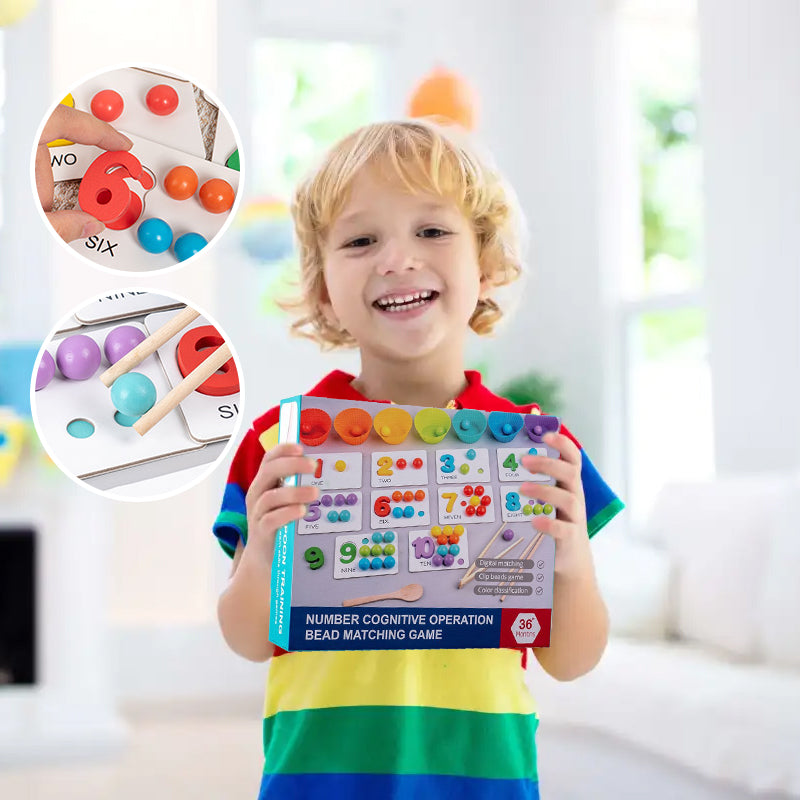 Montessori Arithmetic Math Toy Set – Silicone Digital Learning with Beads, Chopsticks & Spoons