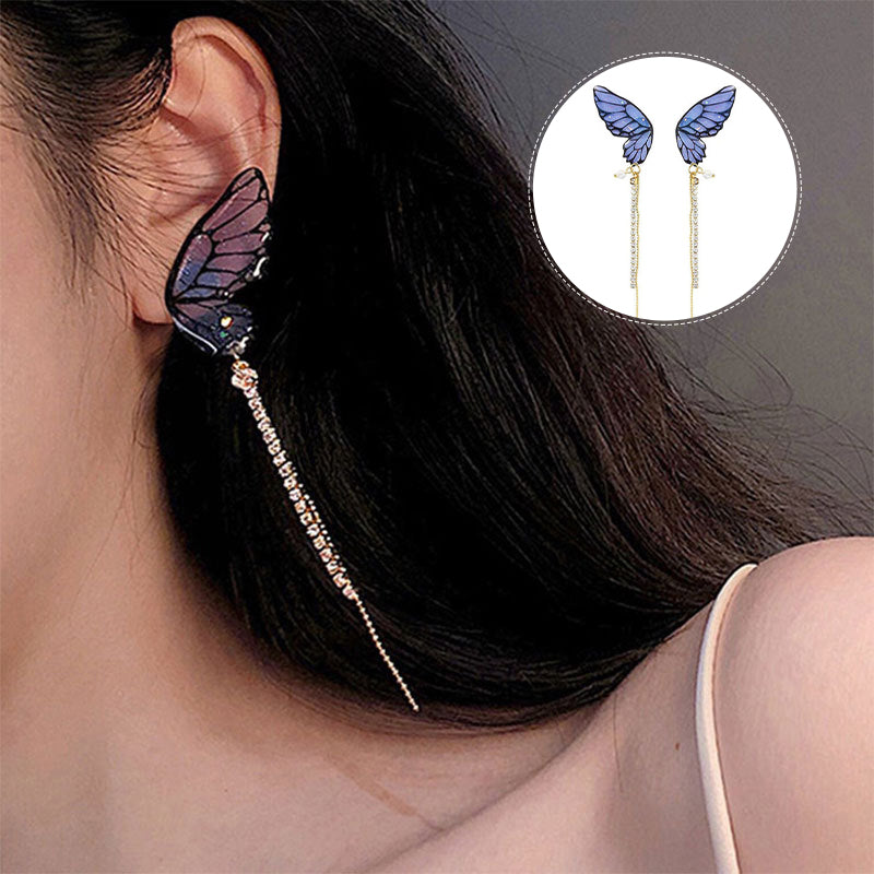 Glittery Butterfly Drop Earrings