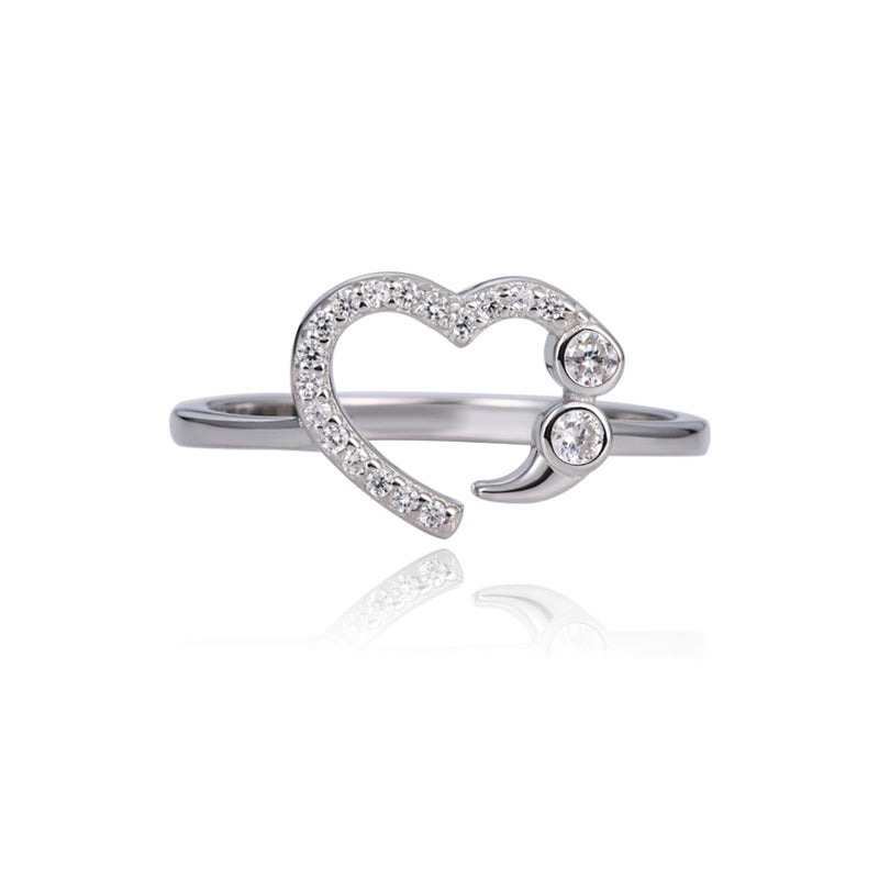 Open Heart Diamond Ring