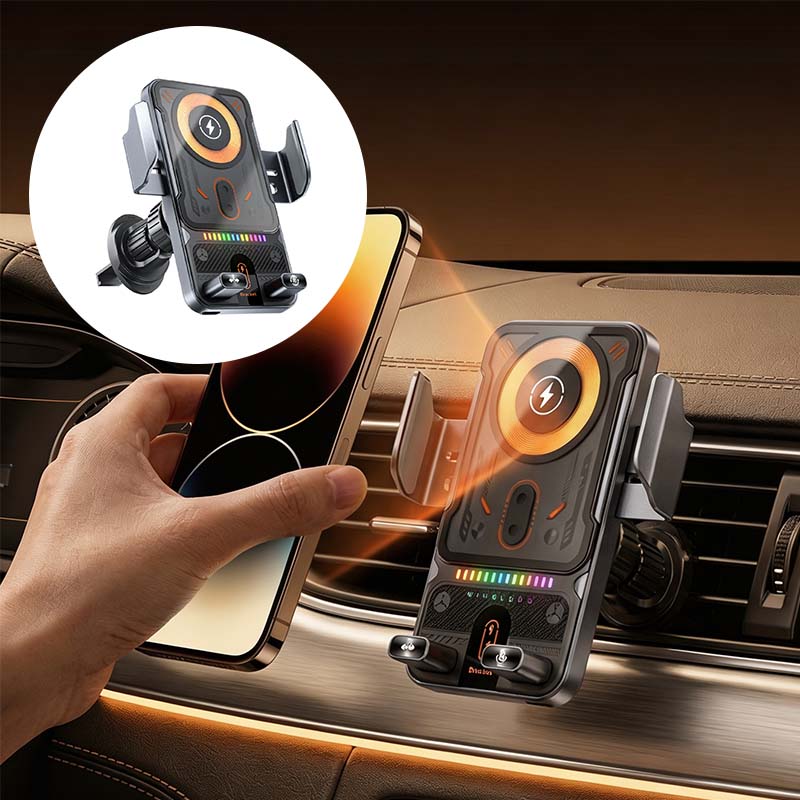 2-In-1 Auto-Rotating Car Phone Holder & Wireless Charger
