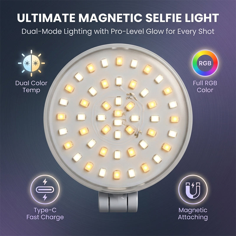 Magnetic RGB Selfie Ring Light with Mirror
