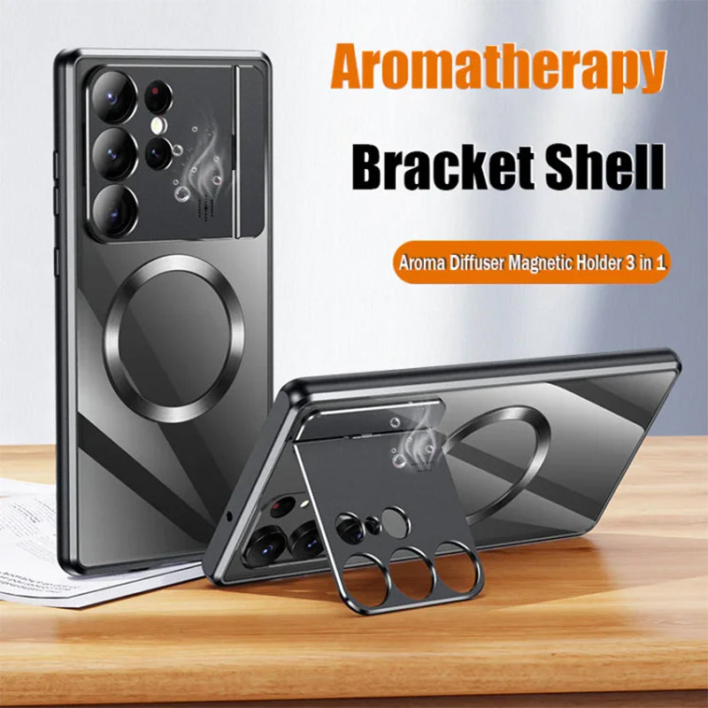 Magnetic Suction Folding Bracket Aromatherapy Phone Case For Samsung