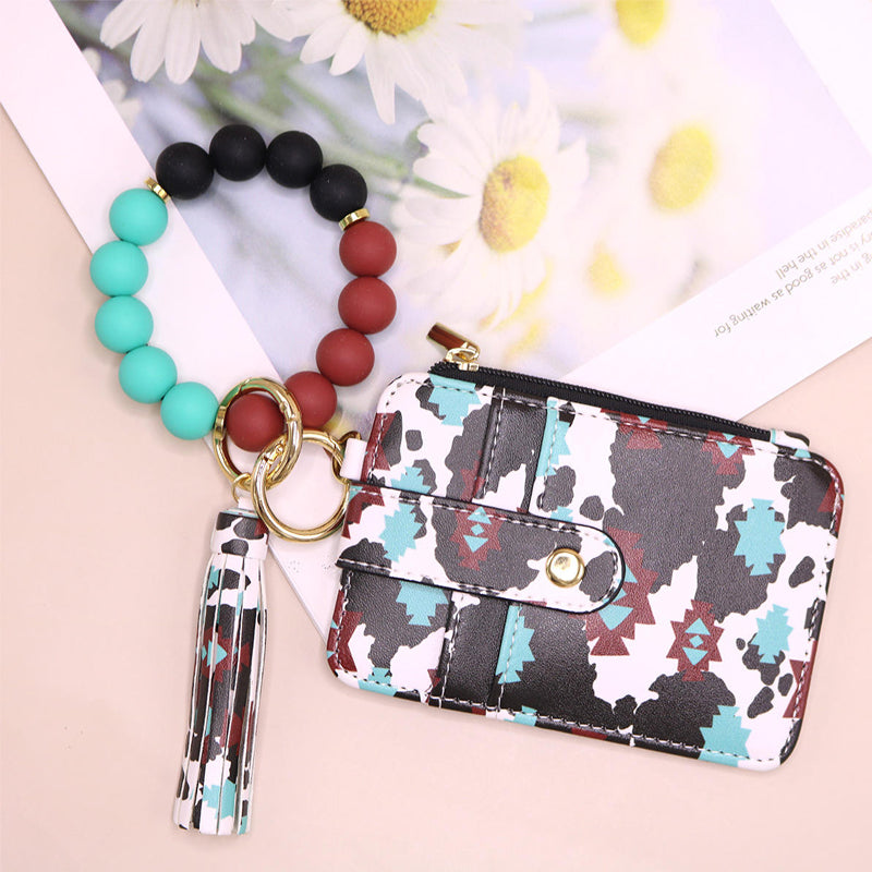 Stylish card holder with silicone bead bracelet