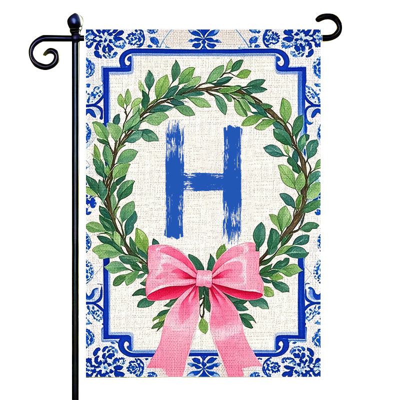 Letter Floral Garden Flag