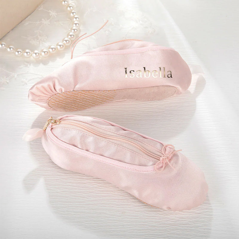 Personalized Pink Ballet Shoe Style Makeup Bag