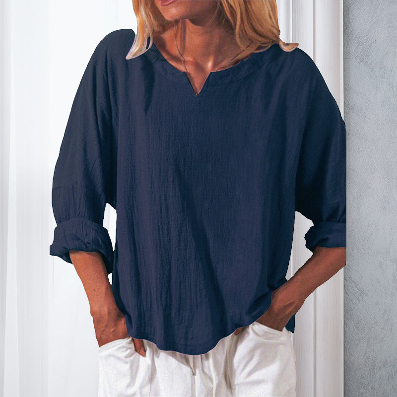 Womens Casual Solid V Neck T-shirt