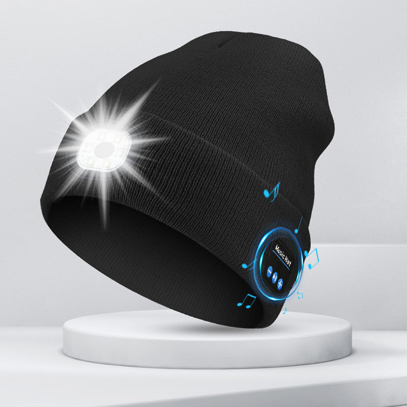 LED Bluetooth Warm Beanie Rechargeable Wireless Headset Hat Unisex