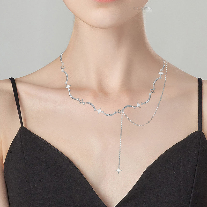 Wave Shaped Diamond Necklace