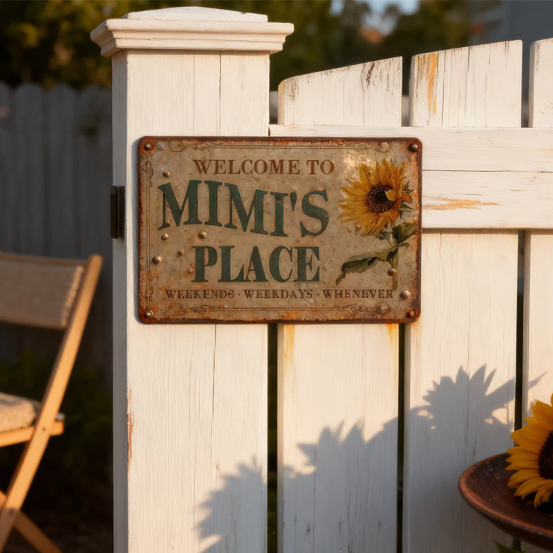 Vintage Farmhouse Sunflower Metal Sign