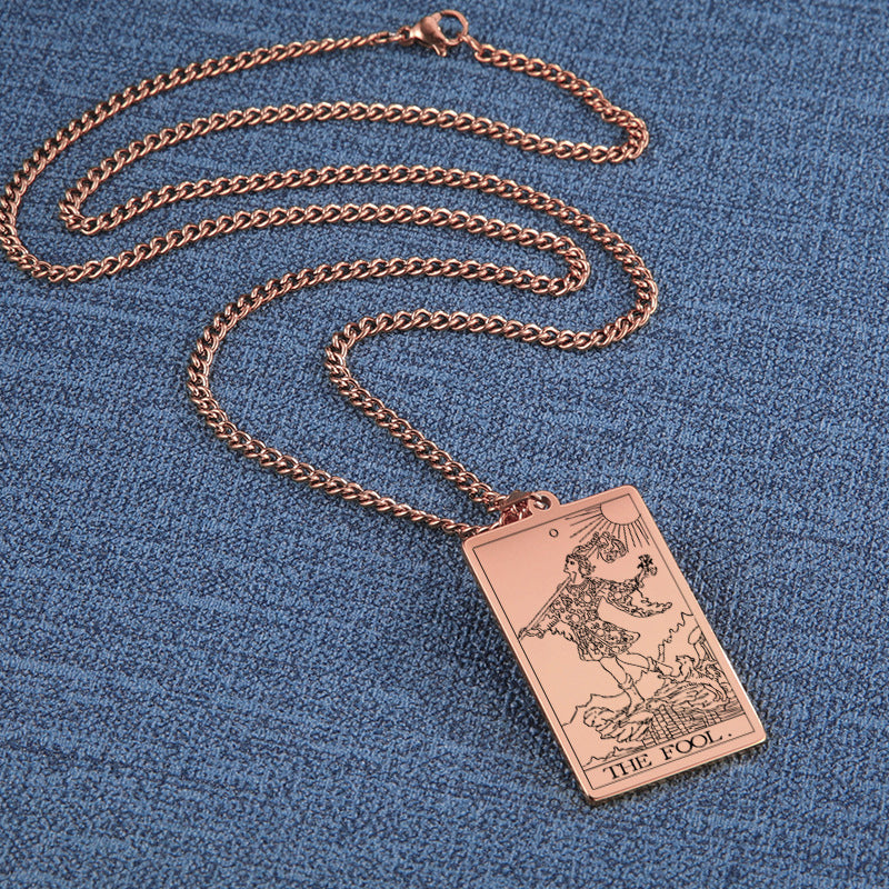 Engraved Tarot Card Chain Dual Chain Necklace