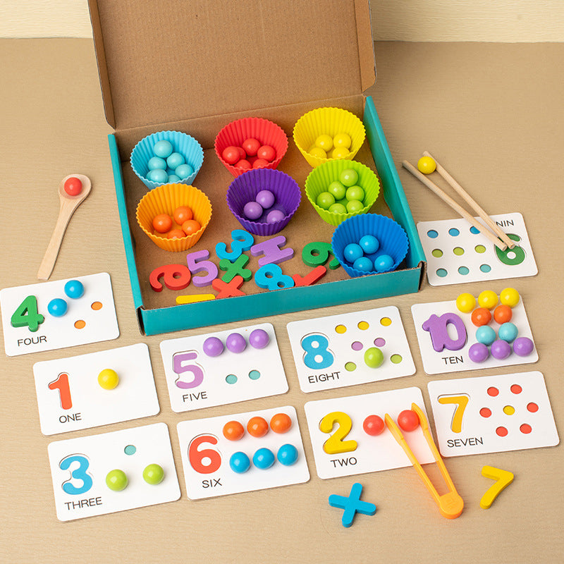 Montessori Arithmetic Math Toy Set – Silicone Digital Learning with Beads, Chopsticks & Spoons