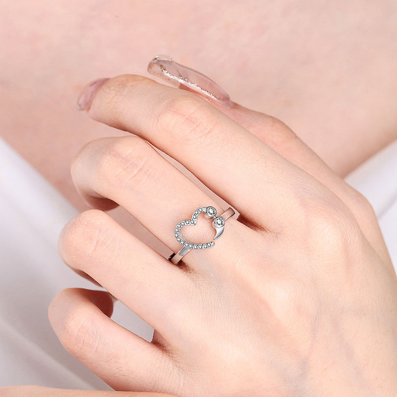 Open Heart Diamond Ring