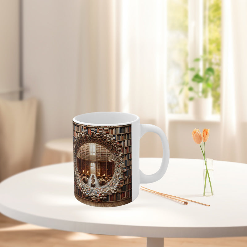 3D Bookshelves Library Book Lover Ceramic Mug