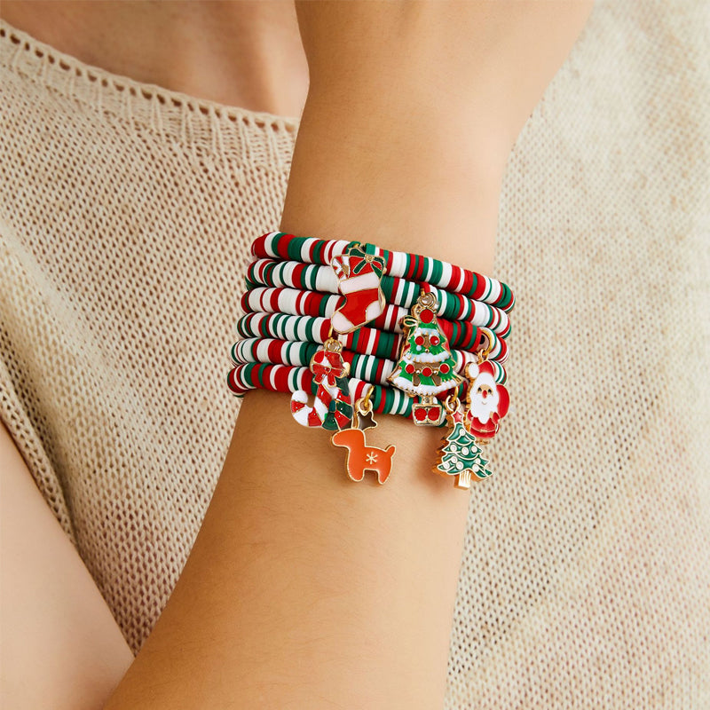 Christmas clay beaded bracelet