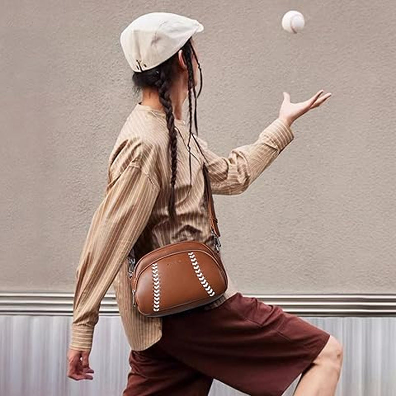 Baseball shaped shoulder bag