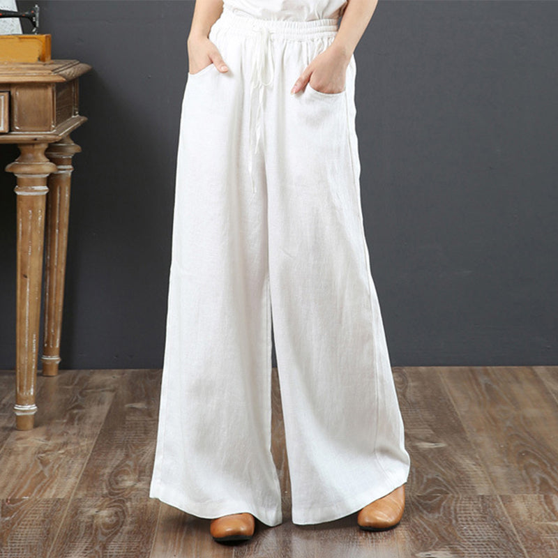 Plain High-waisted Trousers