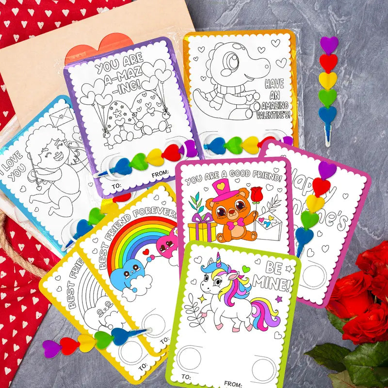 DIY Valentine’s Day Coloring Card Set