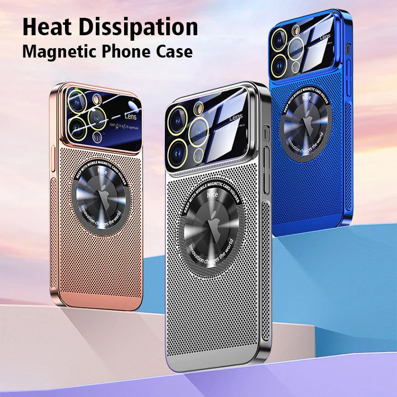 Electroplating Heat Dissipation Magnetic Large Window Phone Case