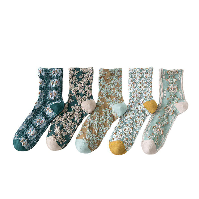 Retro Floral Cotton Socks