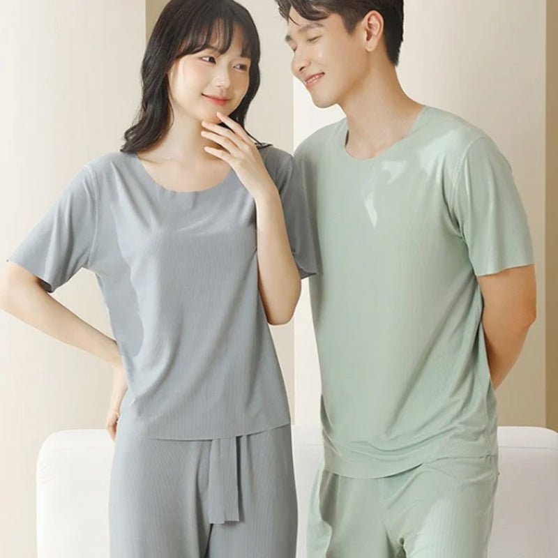 Soft Comfortable Ice Silk Short Sleeve