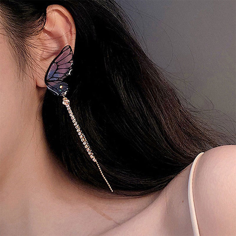 Glittery Butterfly Drop Earrings