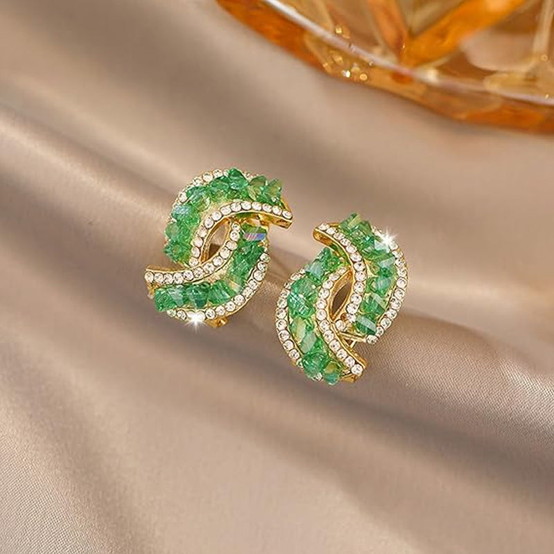 Fashion Cross Green Crystal Earrings