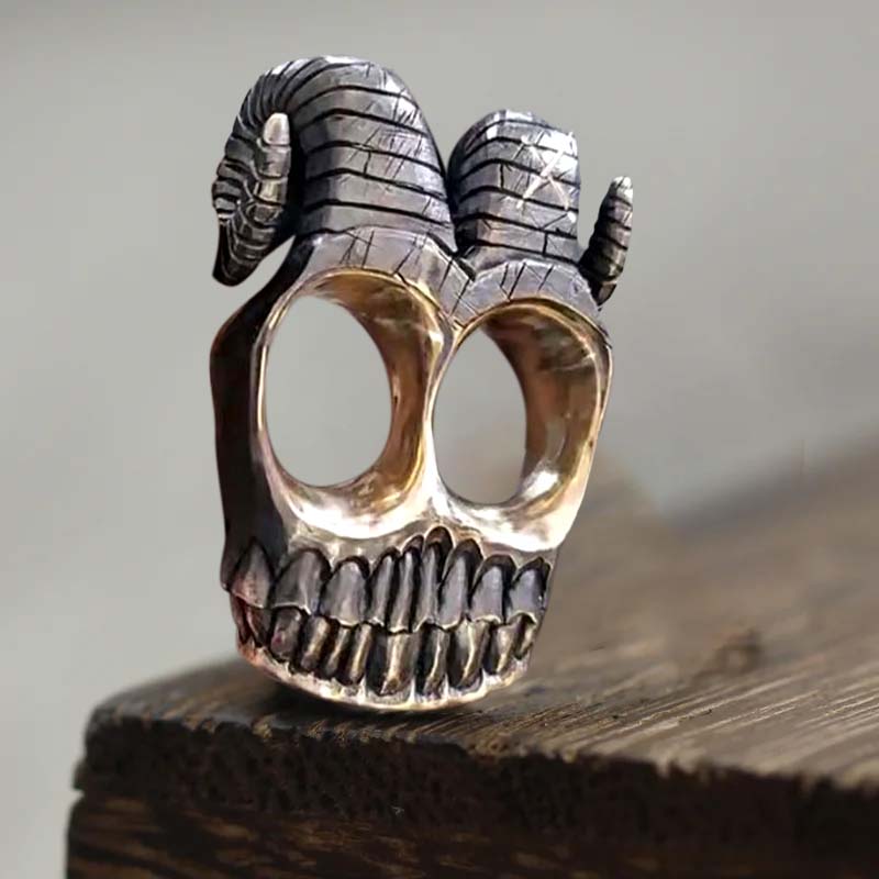Handmade Ram Horn Skull Knuckles