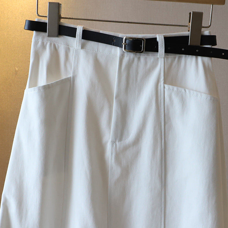 Solid Color A-Line Half-Body Skirt