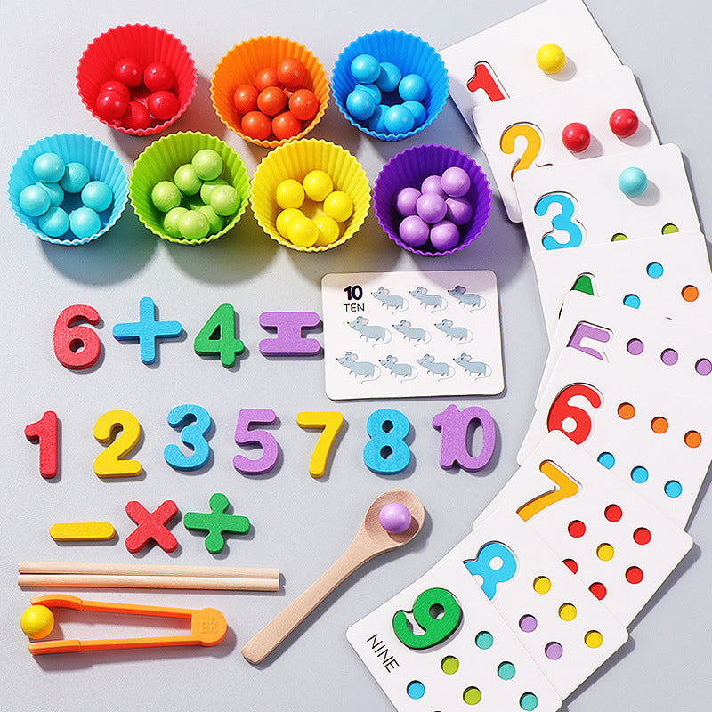 Montessori Arithmetic Math Toy Set – Silicone Digital Learning with Beads, Chopsticks & Spoons