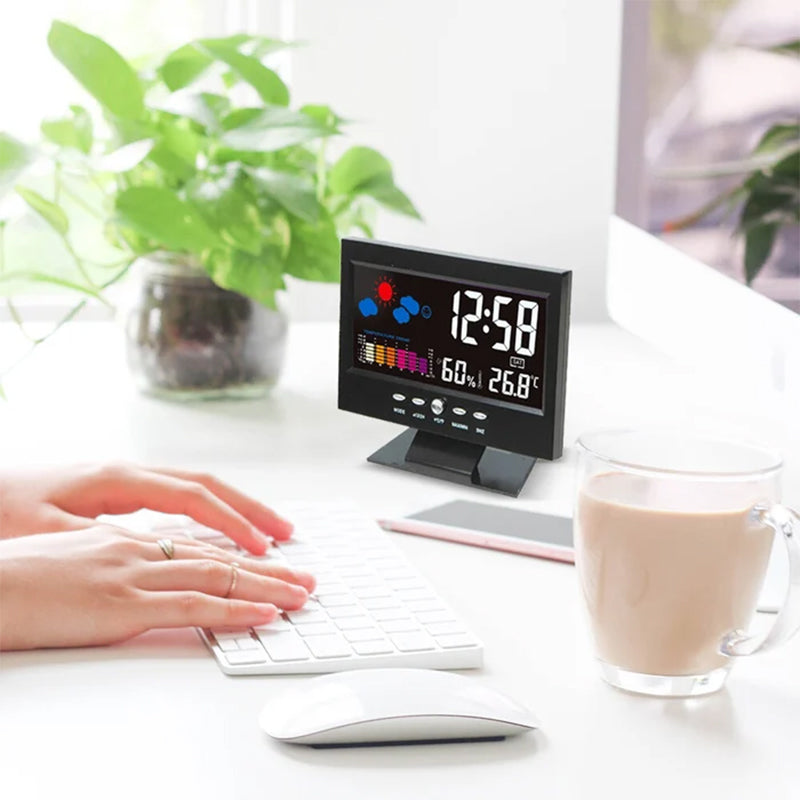 Digital LED Temperature Humidity Monitor Alarm Clock