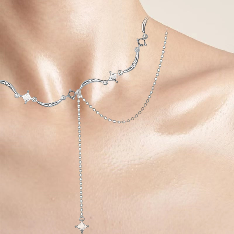 Wave Shaped Diamond Necklace