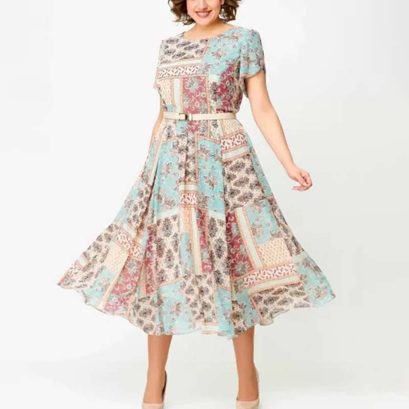 Comfortable and Elegant Patchwork Printed Dress