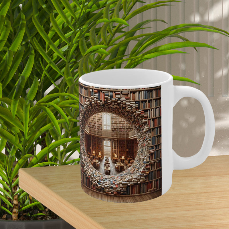 3D Bookshelves Library Book Lover Ceramic Mug