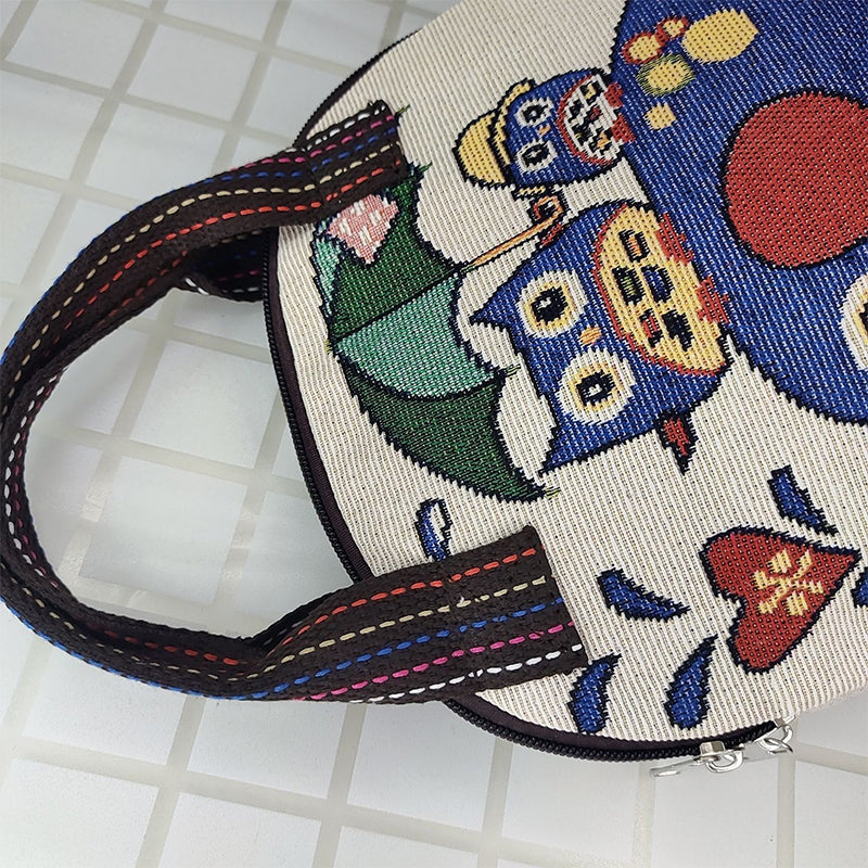Embroidered Shell Canvas Bag
