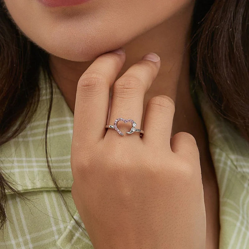 Open Heart Diamond Ring