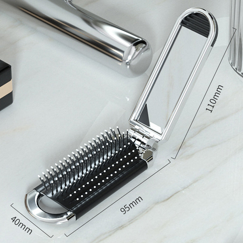 Travel Folding Mirror Hair Brush