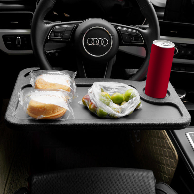 Multi-functional car steering wheel tray