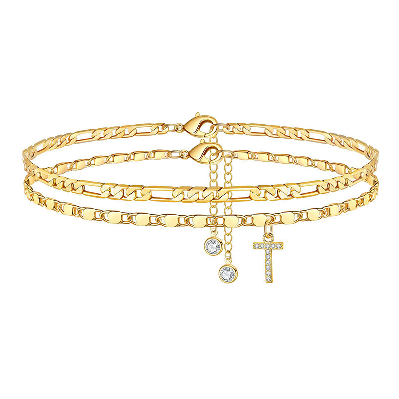 Lettering Layered Ankle Bracelet