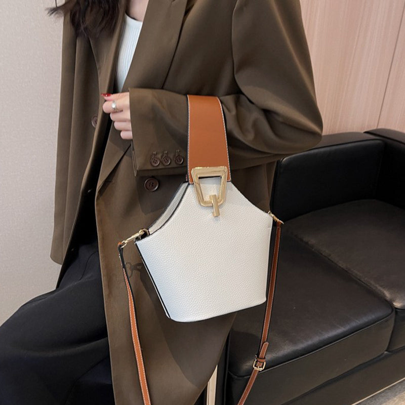 Color Clashing Shoulder Bucket Bag