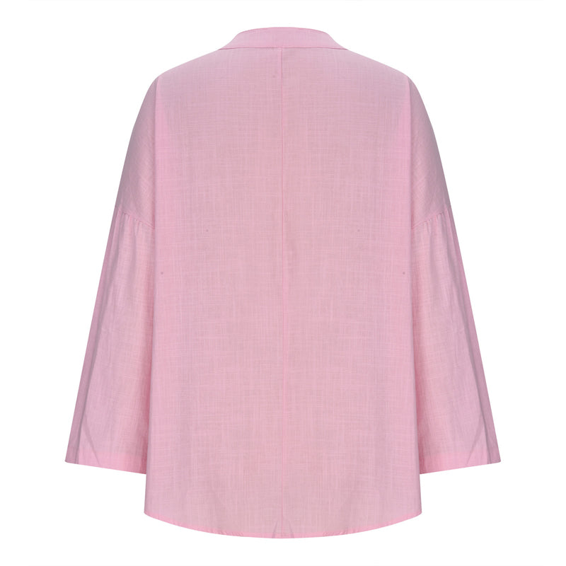 Solid Color Long Sleeve Casual Shirt Blouse
