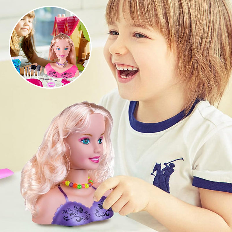 Makeup and Hair Styling Doll Head Toy Kit