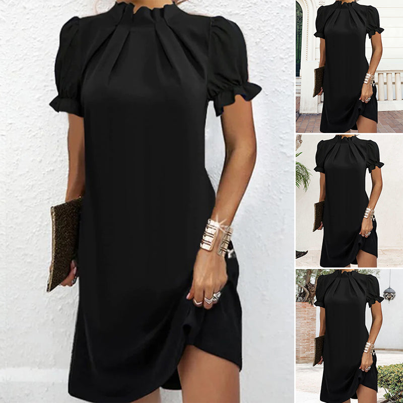 Knee-length Dress with Lantern Sleeves