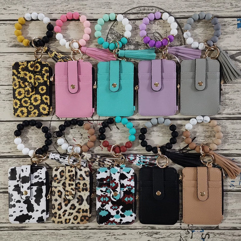 Stylish card holder with silicone bead bracelet