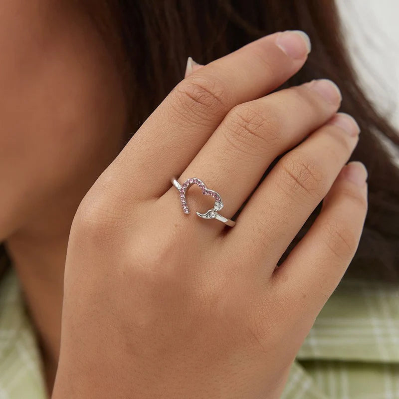 Open Heart Diamond Ring