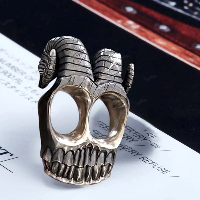 Handmade Ram Horn Skull Knuckles