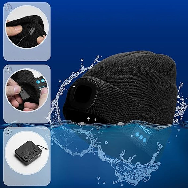 LED Bluetooth Warm Beanie Rechargeable Wireless Headset Hat Unisex