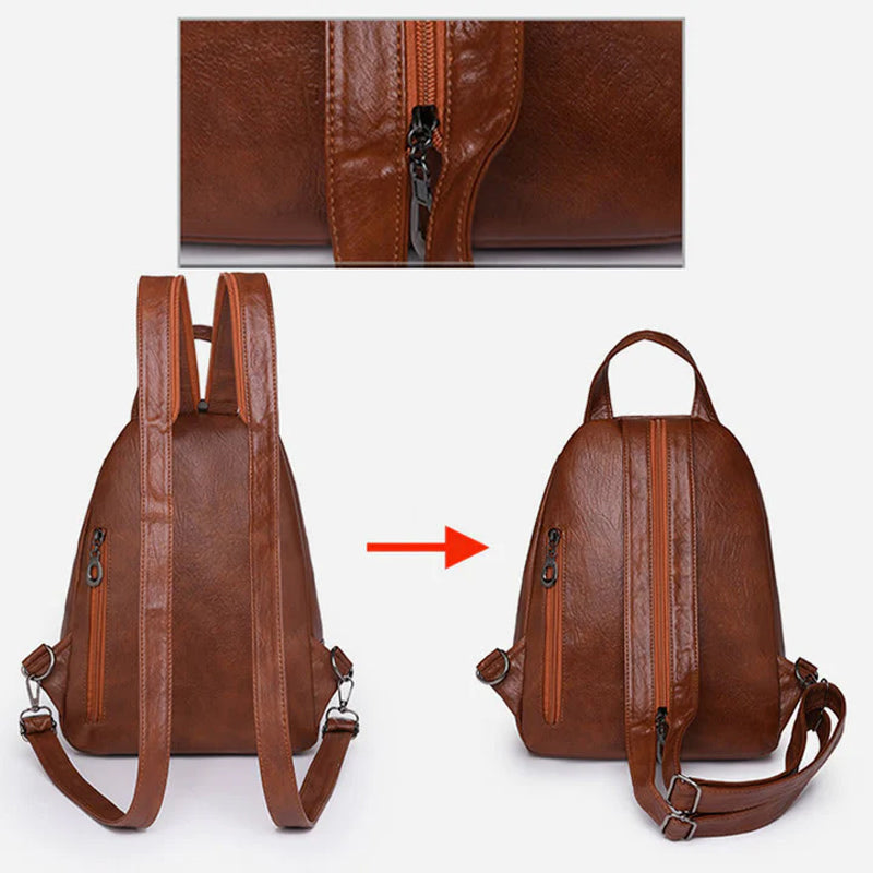 Twist Clamshell Leather Backpack